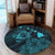 Hawaiian Hibiscus Sea Turtle Swim Polynesian Round Carpet - Blue - AH - Polynesian Pride