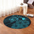 Hawaiian Hibiscus Sea Turtle Swim Polynesian Round Carpet - Blue - AH - Polynesian Pride