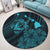 Hawaiian Hibiscus Sea Turtle Swim Polynesian Round Carpet - Blue - AH - Polynesian Pride