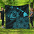 Hawaiian Hibiscus Sea Turtle Swim Polynesian Premium Quilts - Blue - AH Black - Polynesian Pride