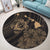 Hawaiian Hibiscus Sea Turtle Swim Polynesian Round Carpet - Gold - AH - Polynesian Pride