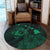 Hawaiian Hibiscus Sea Turtle Swim Polynesian Round Carpet - Green - AH - Polynesian Pride