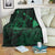 Hawaiian Hibiscus Sea Turtle Swim Polynesian Premium Blankets - Green - AH White - Polynesian Pride