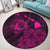 Hawaiian Hibiscus Sea Turtle Swim Polynesian Round Carpet - Pink - AH - Polynesian Pride