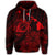 Hawaiian Hibiscus Sea Turtle Swim Polynesian Hoodie Red - Polynesian Pride