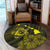 Hawaiian Hibiscus Sea Turtle Swim Polynesian Round Carpet - Yellow - AH - Polynesian Pride