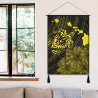 Hawaiian Hibiscus Sea Turtle Swim Polynesian Hanging Poster - Yellow - AH - Polynesian Pride