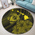 Hawaiian Hibiscus Sea Turtle Swim Polynesian Round Carpet - Yellow - AH - Polynesian Pride