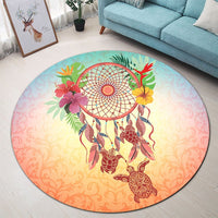 Hawaiian Hibiscus Strelitzia Flower Dreamcatcher Round Carpet - AH - Polynesian Pride