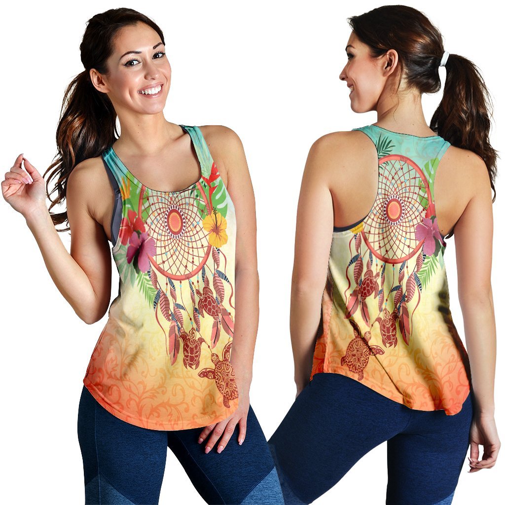 Hawaiian Hibiscus Strelitzia Flower Dreamcatcher Racerback Tank - AH Black - Polynesian Pride