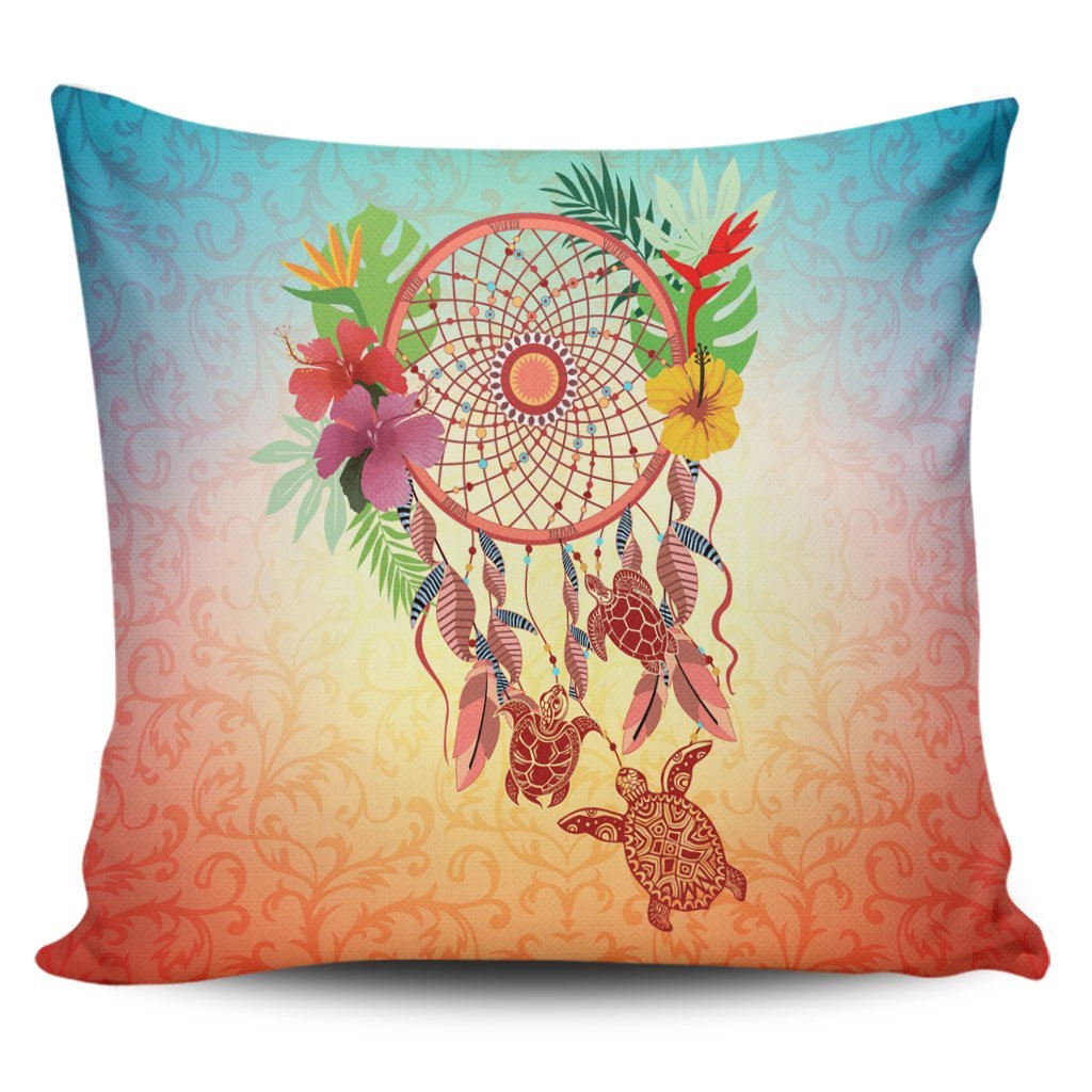 Hawaiian Hibiscus Strelitzia Flower Dreamcatcher Pillow Covers - AH Pillow Covers Black - Polynesian Pride