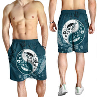 Hawaiian Hibiscus Turtle Polynesian Men's Shorts YinYang Style - AH - Polynesian Pride