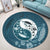 Hawaiian Hibiscus Turtle Polynesian Round Carpet YinYang Style - AH - Polynesian Pride