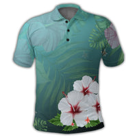 Hawaiian Hibiscus White Flower Gleeful Polo Shirt - Polynesian Pride