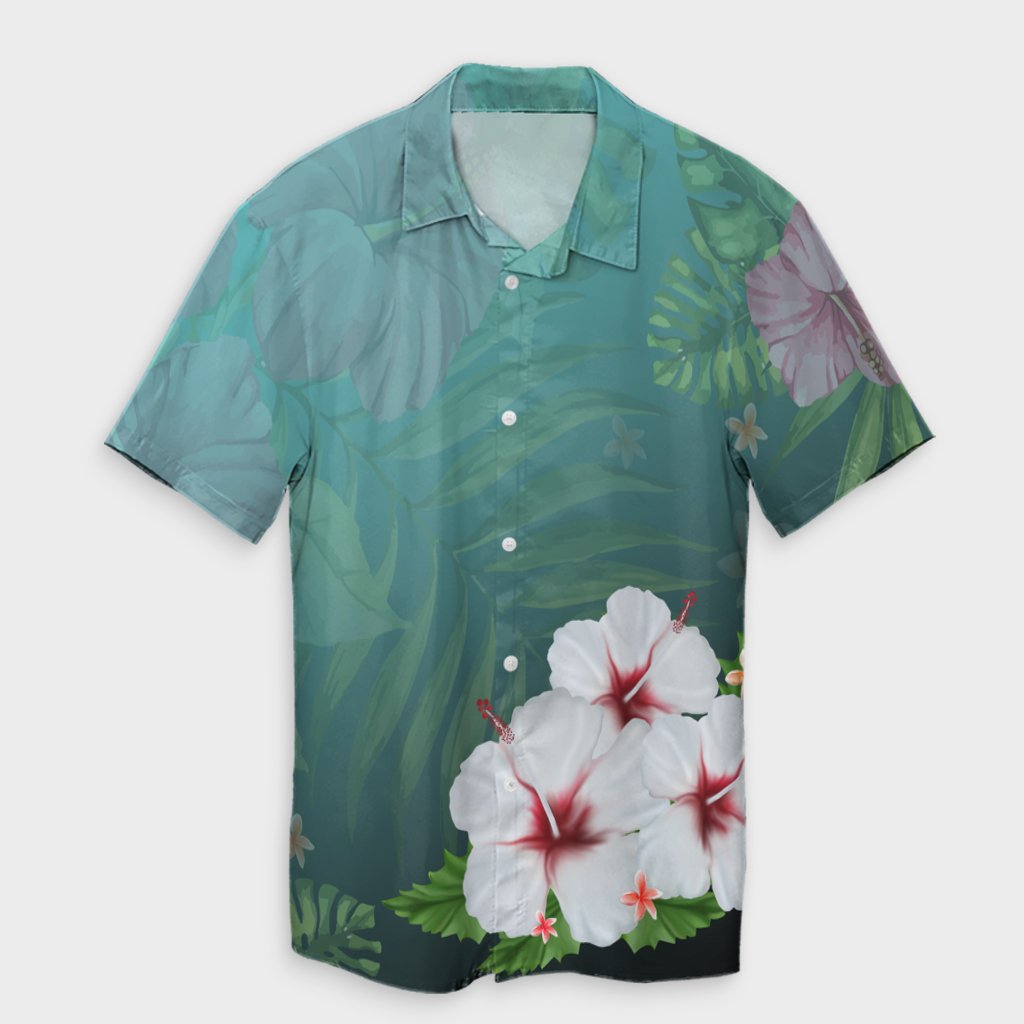 Hawaiian Hibiscus White Flower Gleeful Hawaiian Shirt - AH Unisex Black - Polynesian Pride