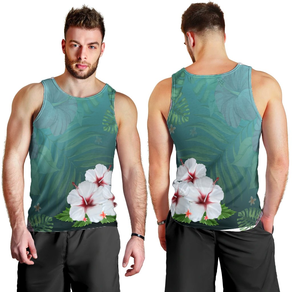 Hawaiian Hibiscus White Flower Gleeful Tank Top - AH - Polynesian Pride
