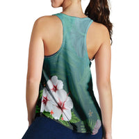 Hawaiian Hibiscus White Flower Gleeful Racerback Tank - AH - Polynesian Pride