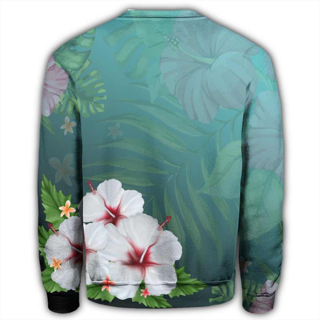 Hawaiian Hibiscus White Flower Gleeful Sweatshirt - AH - Polynesian Pride