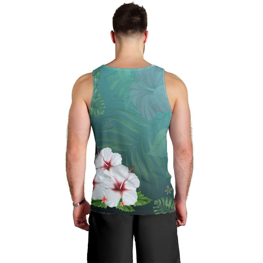 Hawaiian Hibiscus White Flower Gleeful Tank Top - AH - Polynesian Pride