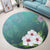 Hawaiian Hibiscus White Flower Gleeful Round Carpet - AH - Polynesian Pride