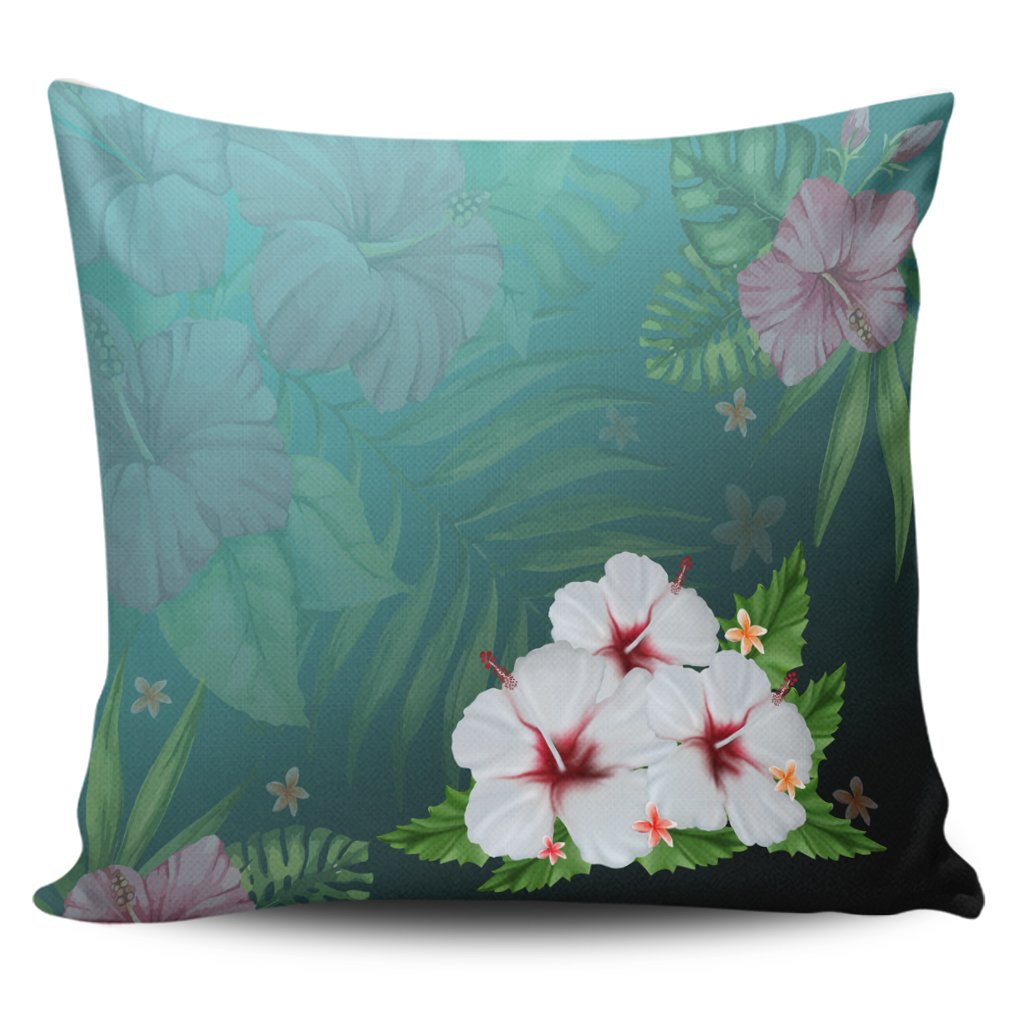 Hawaiian Hibiscus White Flower Gleeful Pillow Covers - AH Pillow Covers Black - Polynesian Pride