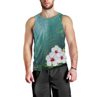 Hawaiian Hibiscus White Flower Gleeful Tank Top - AH Black - Polynesian Pride