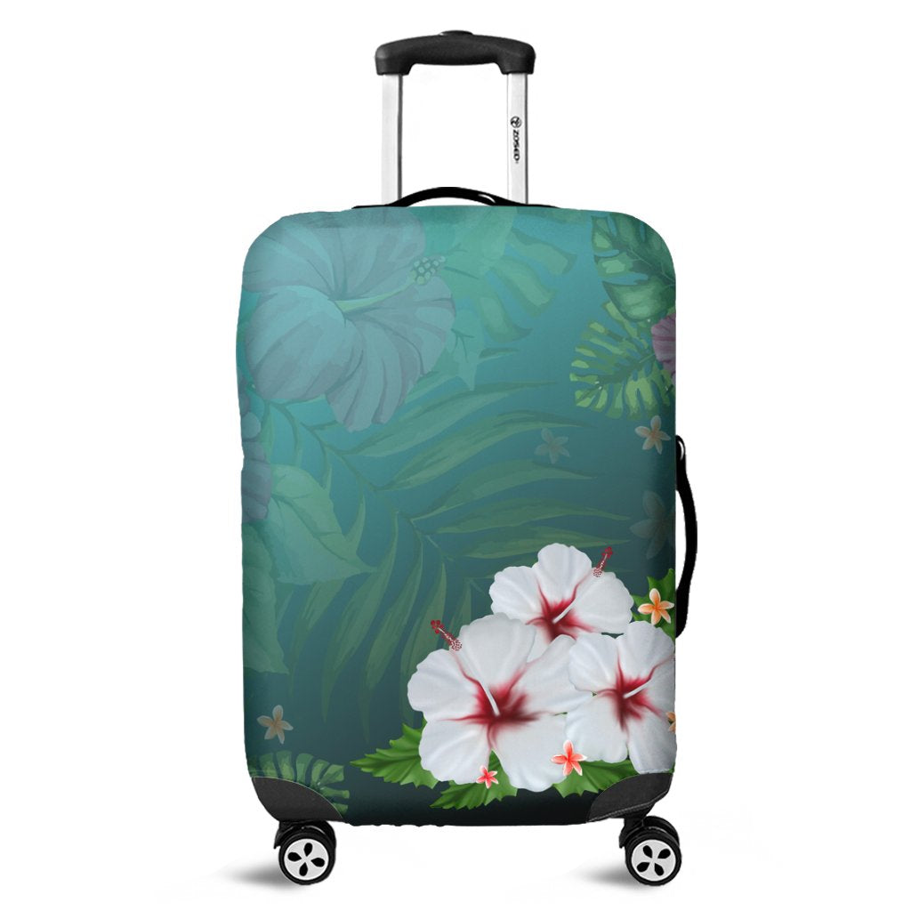 Hawaiian Hibiscus White Flower Gleeful Luggage Covers - AH Black - Polynesian Pride