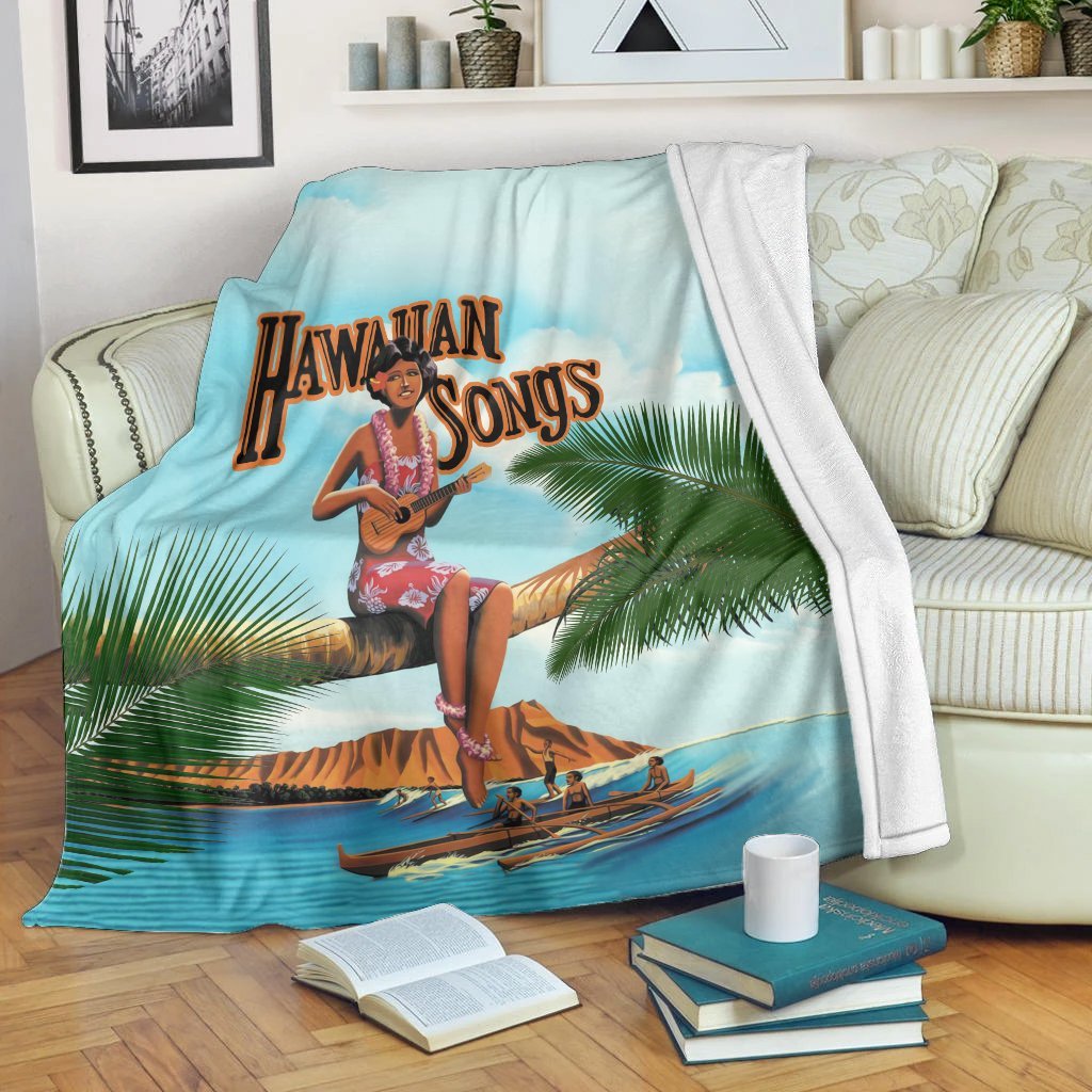 Hawaiian Hula Aboriginal Song Premium Blankets - AH White - Polynesian Pride