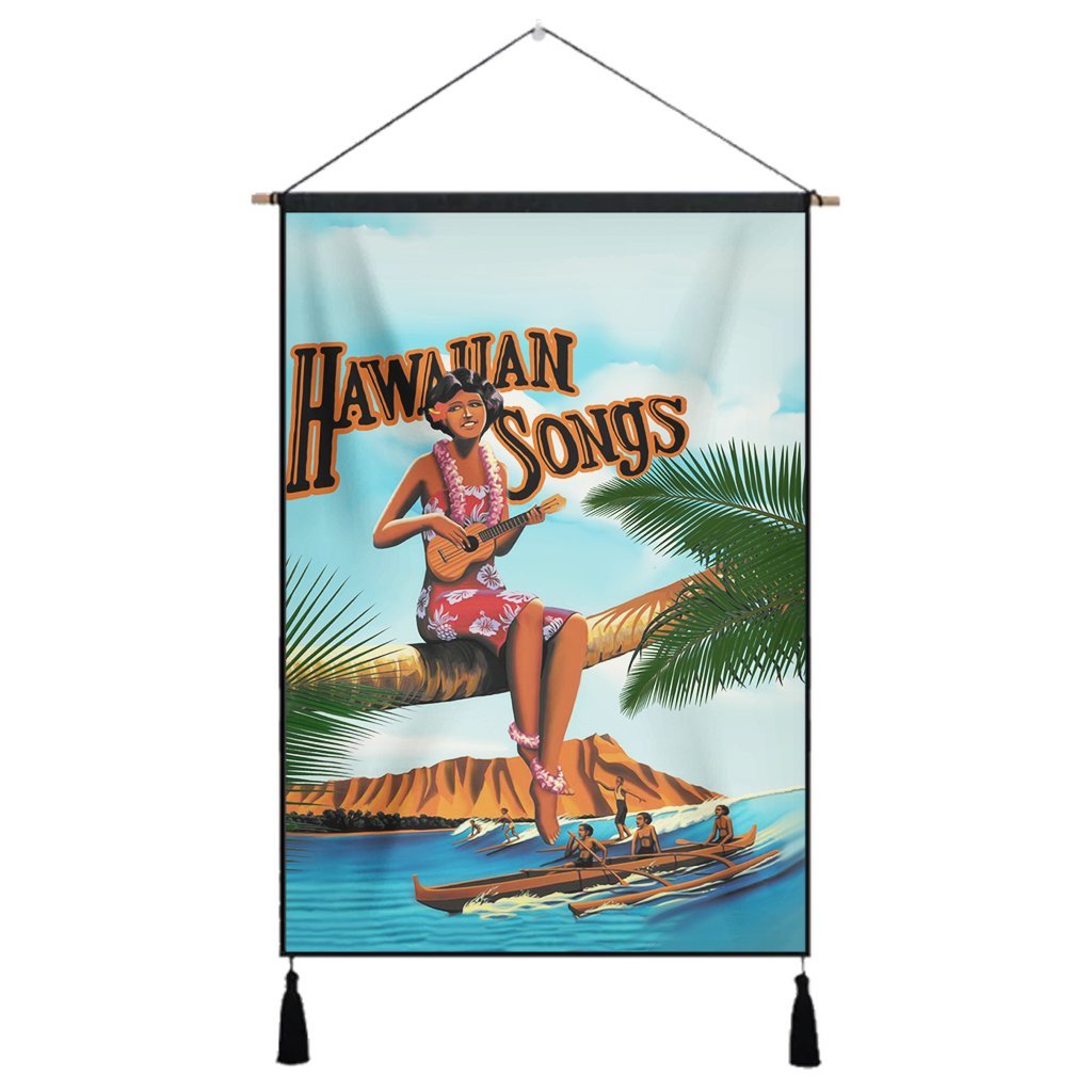 Hawaiian Hula Aboriginal Song Hanging Poster - AH Hanging Poster Cotton And Linen - Polynesian Pride