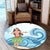 Hawaiian Hula Dance Cartoon Hibiscus Wave Round Carpet - AH - Polynesian Pride