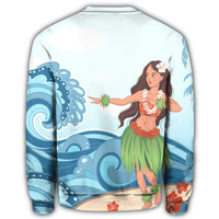 Hawaiian Hula Dance Cartoon Hibiscus Wave Sweatshirt - AH - Polynesian Pride