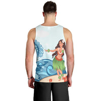 Hawaiian Hula Dance Cartoon Hibiscus Wave Tank Top - AH - Polynesian Pride