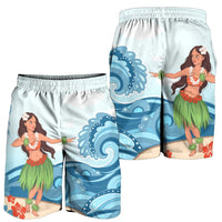 Hawaiian Hula Dance Cartoon Hibiscus Wave Men's Shorts - AH - Polynesian Pride