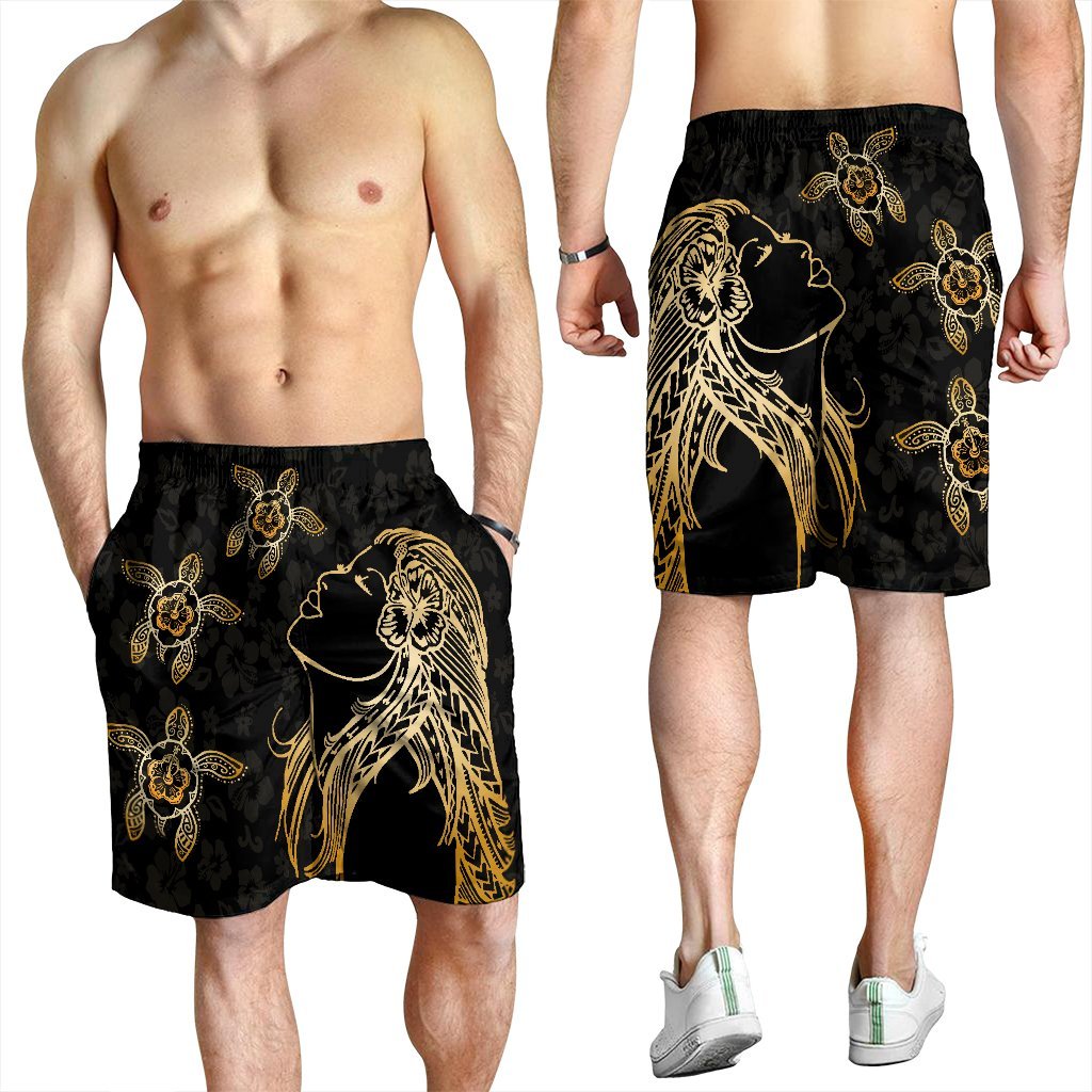 Hawaiian Hula Girl And Turtle Hibiscus Men's Shorts - AH - Polynesian Pride
