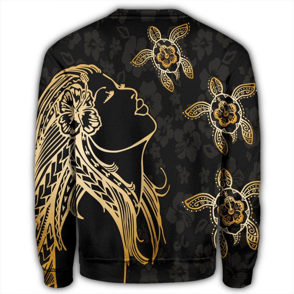 Hawaiian Hula Girl And Turtle Hibiscus Sweatshirt - AH - Polynesian Pride