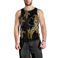 Hawaiian Hula Girl And Turtle Hibiscus Tank Top - AH Black - Polynesian Pride
