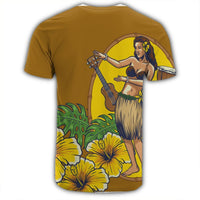 Hawaiian Hula Girl Monstera Hibiscus Polynesian T Shirt - Polynesian Pride