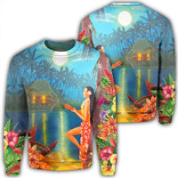 Hawaiian Hula Girl Sing In Aboriginal Village Aat Night Sweatshirt - AH Unisex Black - Polynesian Pride