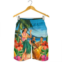 Hawaiian Hula Sing Dance On Beach Men's Shorts - AH - Polynesian Pride
