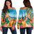 Hawaiian Hula Sing Dance On Beach Women's Off Shoulder Sweater - AH Black - Polynesian Pride