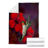 Hawaiian Hummingbird And Hibiscus Polynesian Premium Blankets - AH - Polynesian Pride