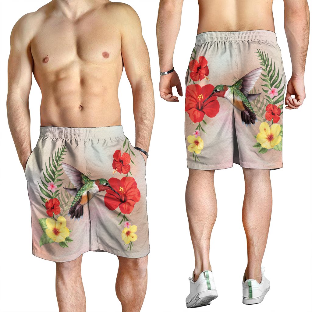 Hawaiian Hummingbirds Hibiscus Polynesian Men's Shorts - AH - Polynesian Pride