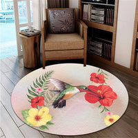 Hawaiian Hummingbirds Hibiscus Polynesian Round Carpet - AH - Polynesian Pride