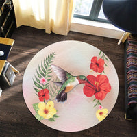 Hawaiian Hummingbirds Hibiscus Polynesian Round Carpet - AH - Polynesian Pride