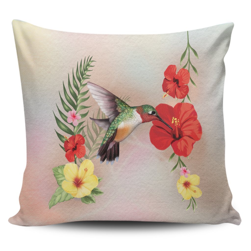 Hawaiian Hummingbirds Hibiscus Polynesian Pillow Covers - AH Pillow Covers Black - Polynesian Pride