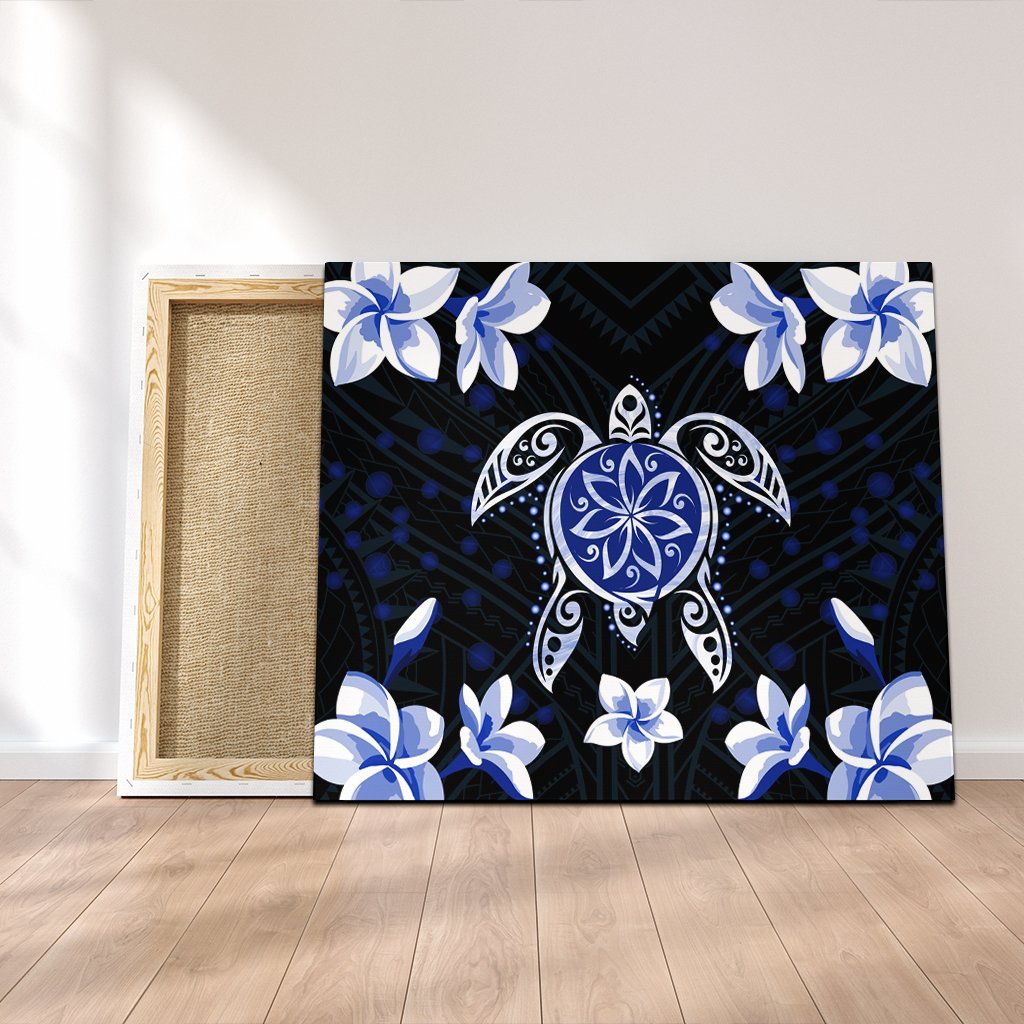 Hawaiian Icon Blue Turtle Plumeria Canvas AH Canvas Poly-cotton - Polynesian Pride