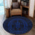 Hawaiian Kakau Honu Arc Polynesian Blue Round Carpet - AH - Polynesian Pride