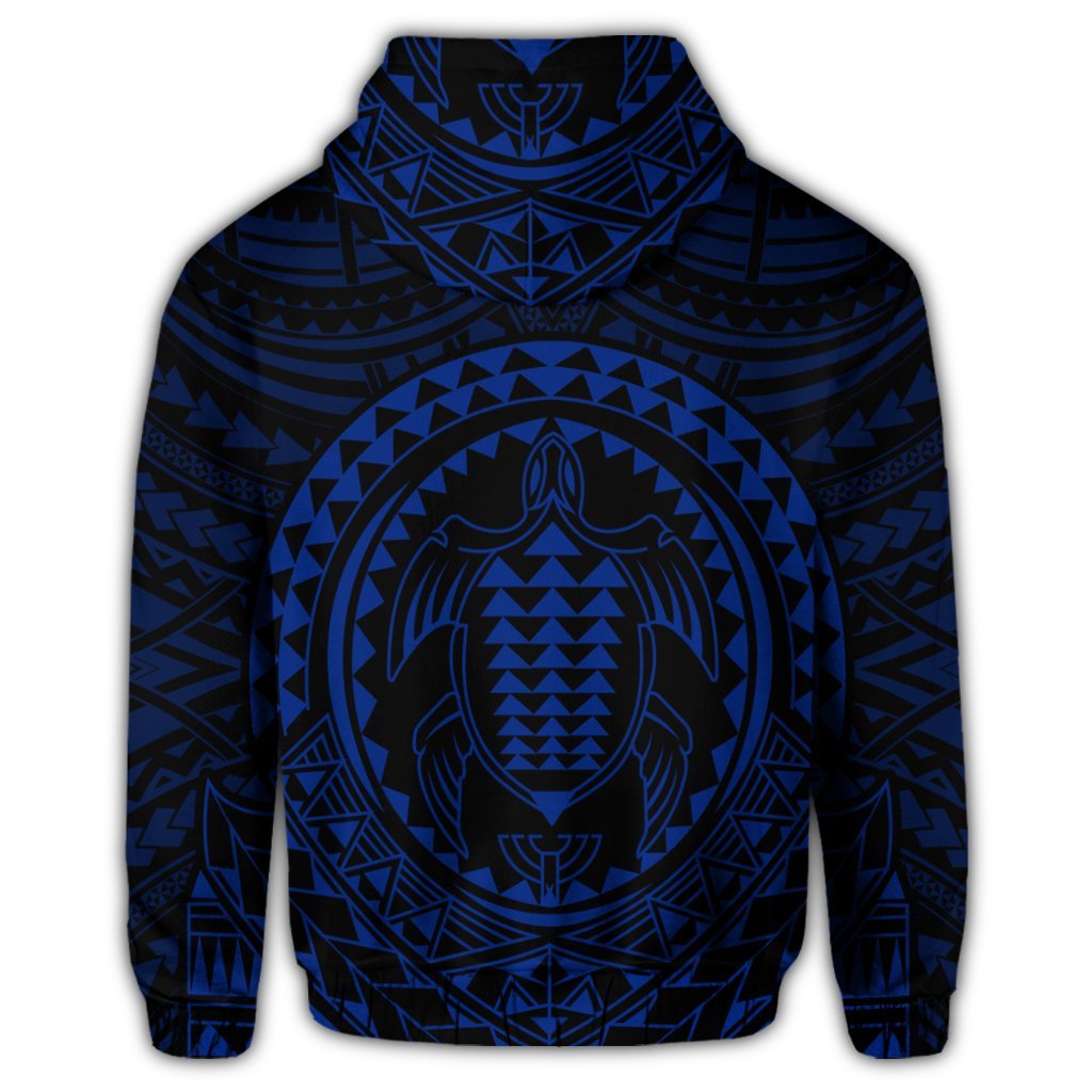 Hawaiian Kakau Honu Arc Polynesian Blue Hoodie - Polynesian Pride