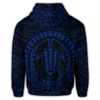 Hawaiian Kakau Honu Arc Polynesian Blue Hoodie - Polynesian Pride