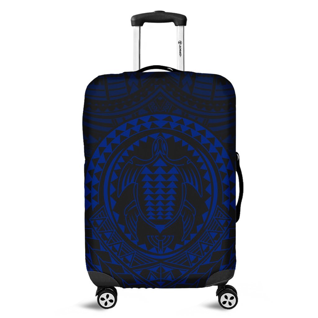 Hawaiian Kakau Honu Arc Polynesian Blue Luggage Covers - AH Black - Polynesian Pride